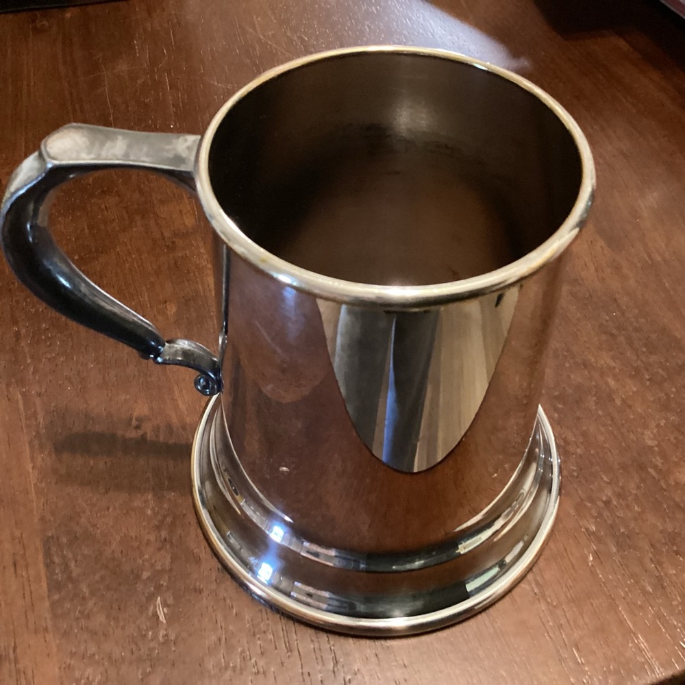 Silver Metal Tankard Mug with clear bottom